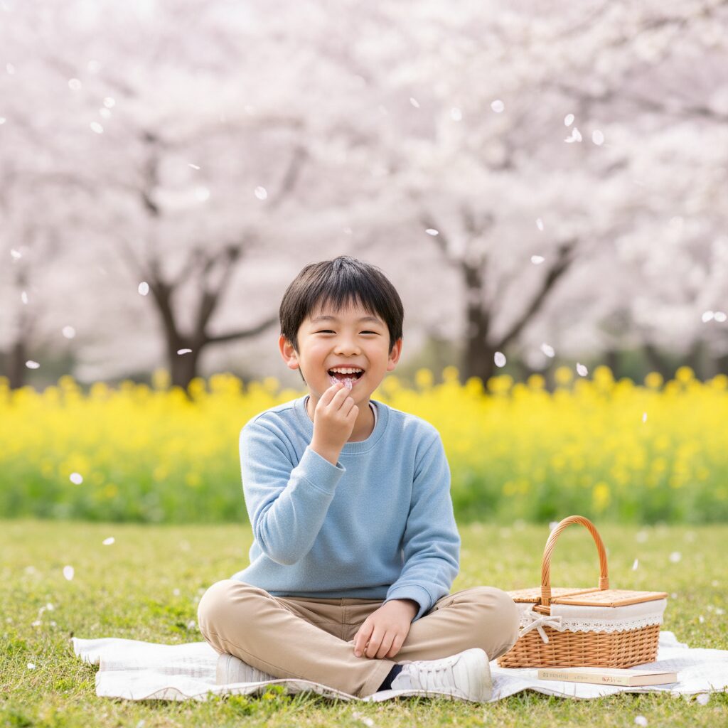 花見の男の子
